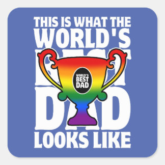 Father's Day World's Best Dad Rainbow Flag Colors Square Sticker