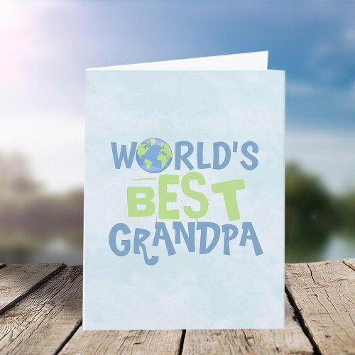 Fathers Day Worlds Best Grandpa Cute Typography Card