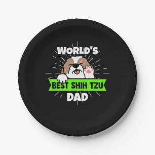 Father's Day Worlds Best Shih Tzu Dog Dad Paper Plates