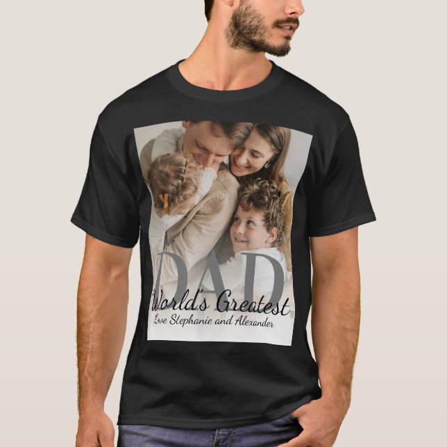 Father's Day World's Greatest Dad with Photo T-Shirt (Front)