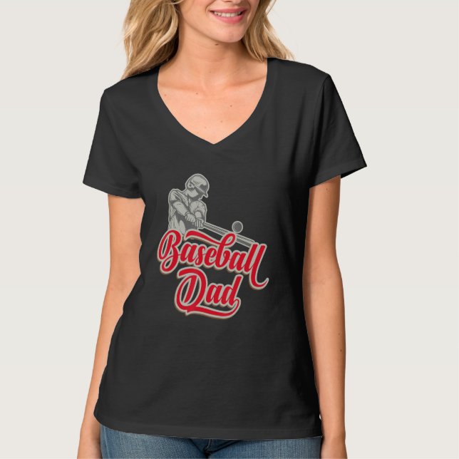 Fathers Days Baseball Dad  Papa Daddy Dad T-Shirt (Front)