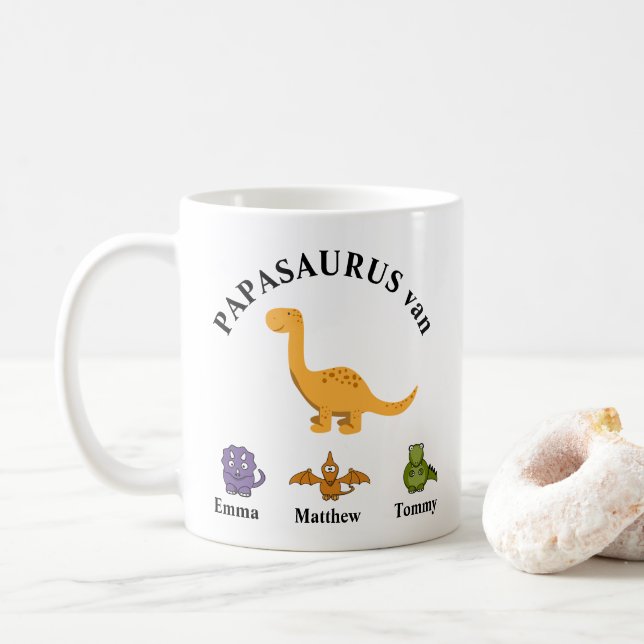 Father's present papasaurus mok coffee mug (With Donut)