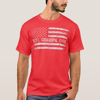 Fathers Say Best Grandpa Ever With US American Fla T-Shirt