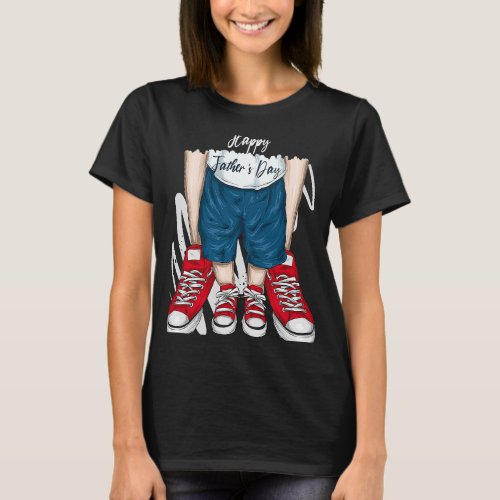Fathers Son Legs Dad And Sons Feet Footprint ON B T_Shirt