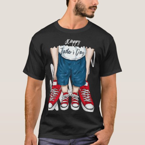 Fathers Son Legs Dad And Sons Feet Footprint ON B T_Shirt