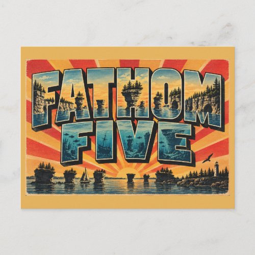 Fathom Five ON Shipwrecks Islands Cliffs Art Postcard