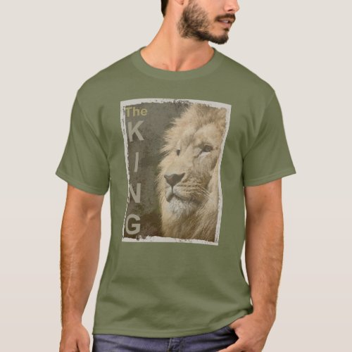 Fatigue Green Modern Elegant Pop Art Lion Head T_Shirt