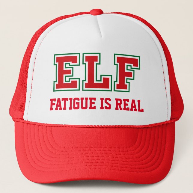 Fatigued Christmas ELF Trucker Hat (Front)