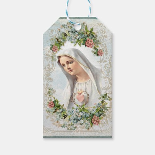 Fatima Blessed Virgin Mary Catholic Floral  Classi Gift Tags