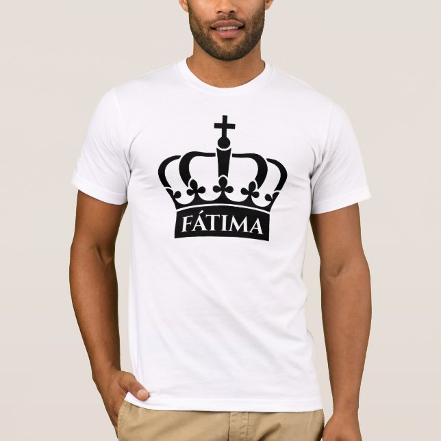 Fátima – Crown Symbol Minimalist Faith Design T-Shirt (Front)