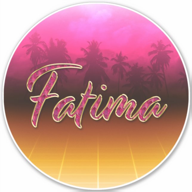 Fatima First Name Golden pink Sticker (Front)