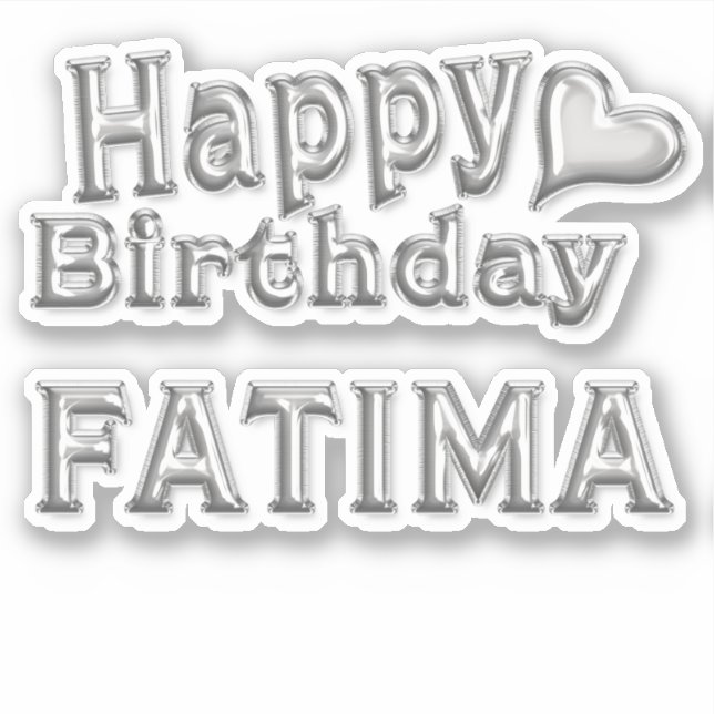 Fatima Happy Birthday silver Sticker (Front)
