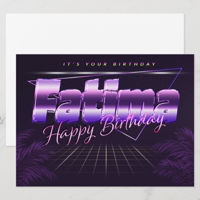 Fatima Name First Name pura retro card Birthday (Front/Back)