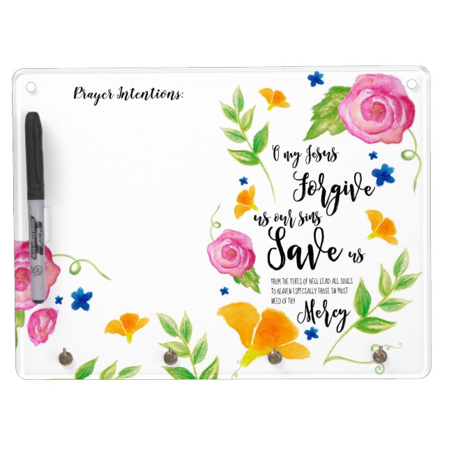 Fatima Prayer Rosary Holder Dry Erase Board With Keychain Holder (Front)