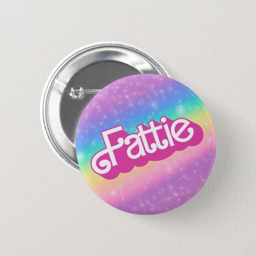Fattie Plus Size Rainbow Retro 90s Nostalgia Pink Button