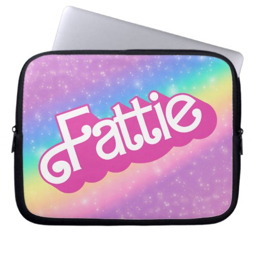 Fattie Plus Size Rainbow Retro 90s Nostalgia Pink Laptop Sleeve