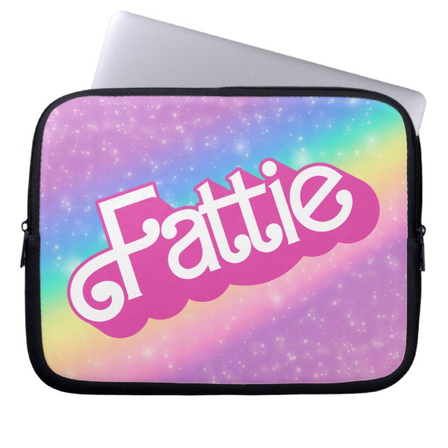 Fattie Plus Size Rainbow Retro 90's Nostalgia Pink Laptop Sleeve (Front)