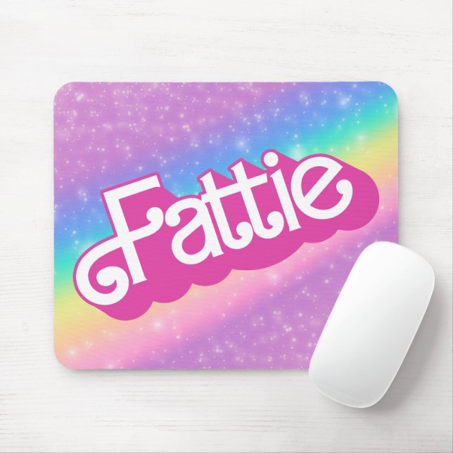 Fattie Plus Size Rainbow Retro 90's Nostalgia Pink Mouse Pad (With Mouse)