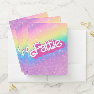 Fattie Plus Size Rainbow Retro 90's Nostalgia Pink Pocket Folder