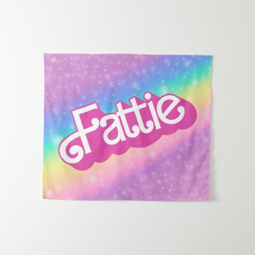 Fattie Plus Size Rainbow Retro 90s Nostalgia Pink Tapestry