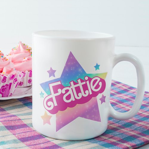 Fattie Plus Size Rainbow Retro 90s Nostalgia Star Coffee Mug