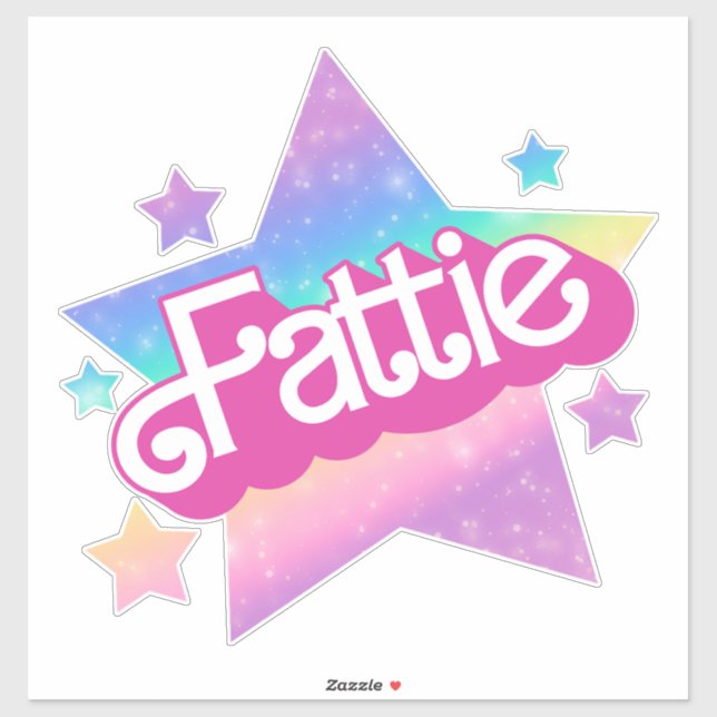 Fattie Plus Size Rainbow Retro 90's Nostalgia Star Sticker (Sheet)