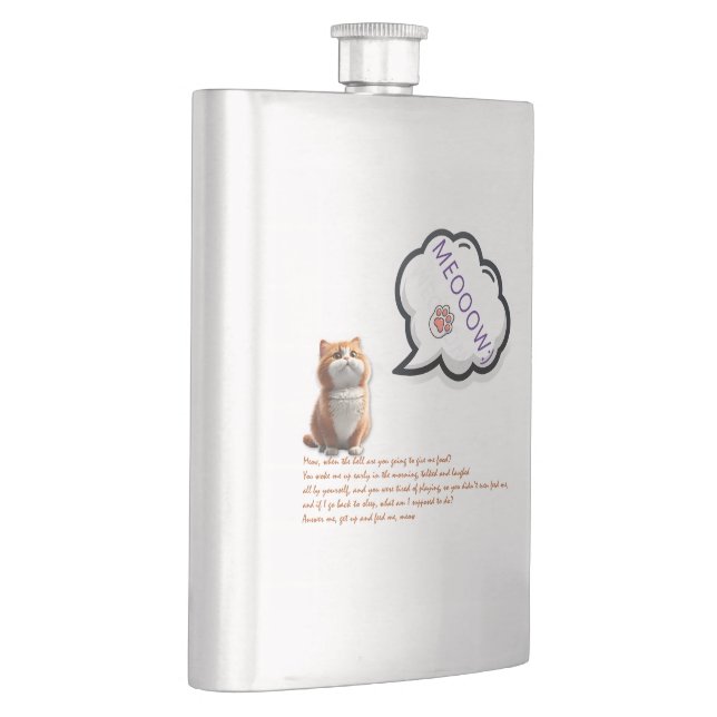 Fatty Cat Sitting Somewhere Neat Background Illust Flask (Right)