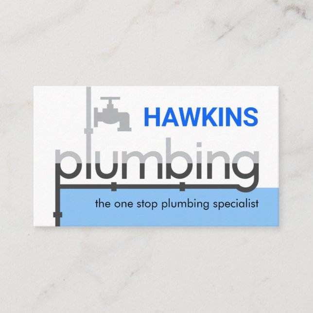 Faucet Pipeline Leaking Blue Waters Business Card (Front)