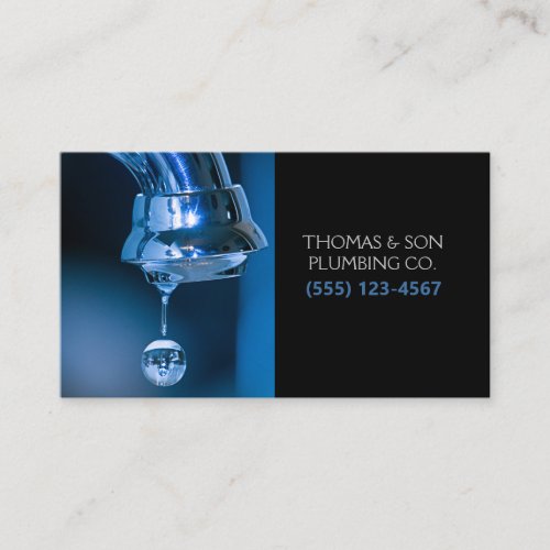 Faucet Water Drip Professional Plumbing Service Business Card