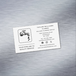 Faucet Water Drop Plumber Plumbing Social Media Business Card Magnet