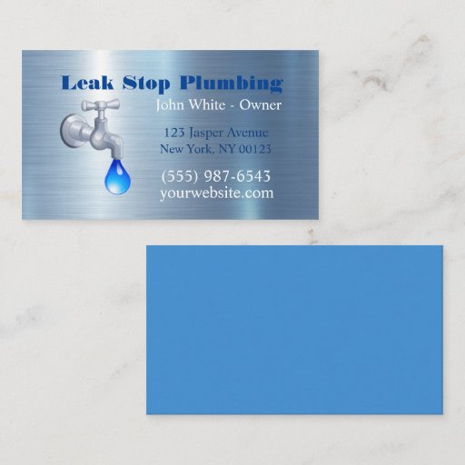 Customizable  Faucet Waterdrop Plumber Plumbing Service Business Card