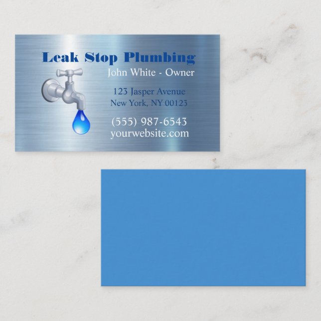  Faucet Waterdrop Plumber Plumbing Service Business Card (Front/Back)