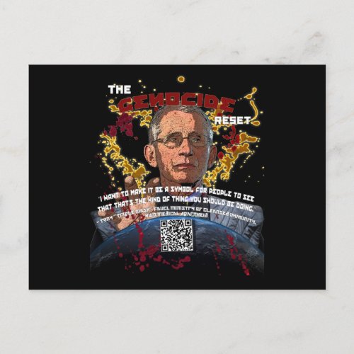 Fauci The Genocide Reset Fauci 2021 Collectors Postcard