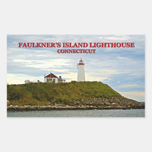 Faulkners Island Lighthouse Connecticut Rectangular Sticker
