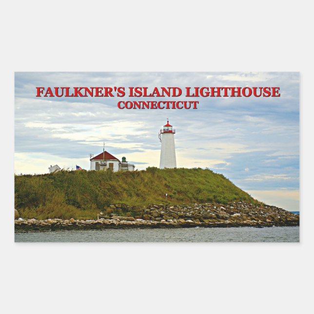 Faulkners Island Lighthouse, Connecticut Rectangular Sticker (Front)