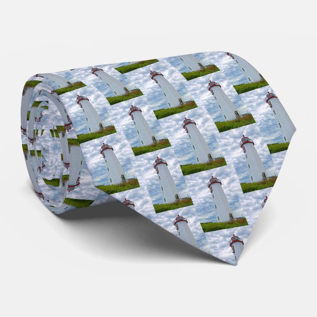 Faulkners Island Lighthouse, CT Mens Tie (Rolled)