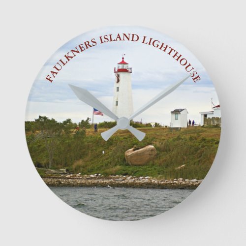 Faulkners Island Lighthouse CT Wall  Clock