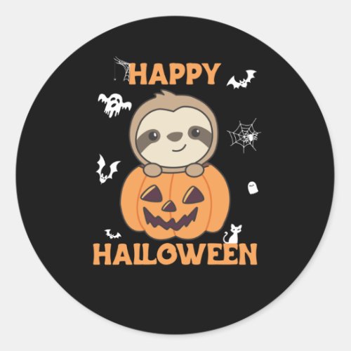 Fault In Pumpkin Sweet Sloths To Halloween Classic Round Sticker