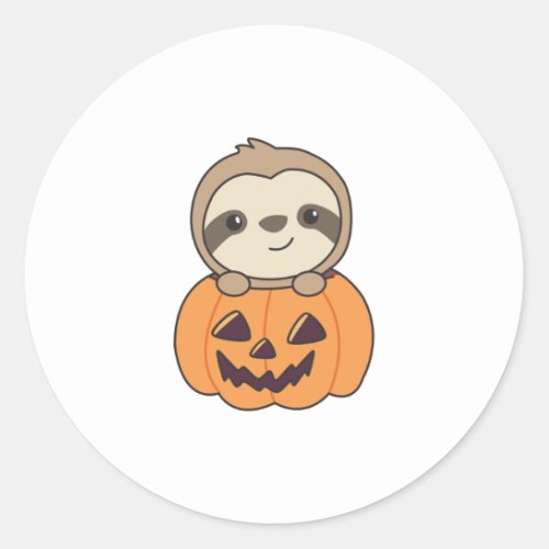 Fault In Pumpkin Sweet Sloths To Halloween Classic Round Sticker