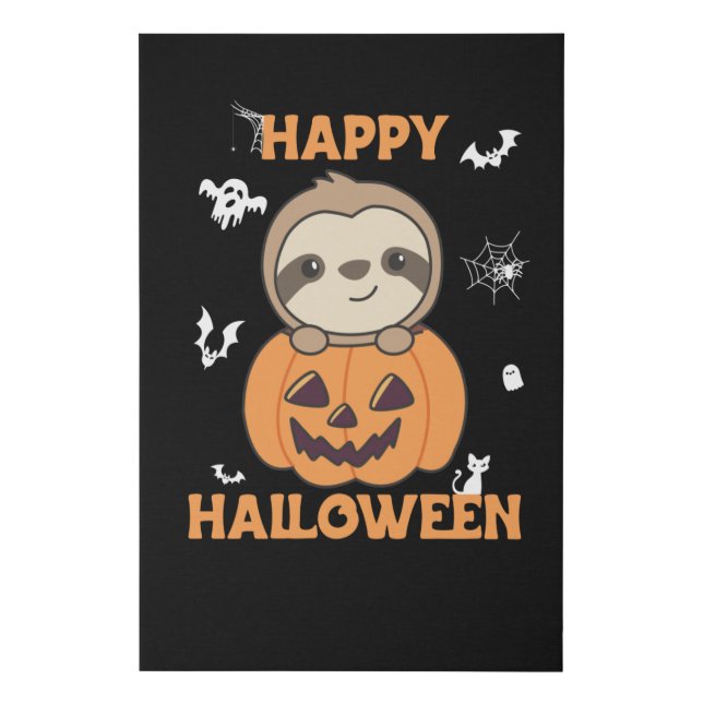 Fault In Pumpkin Sweet Sloths To Halloween Faux Canvas Print (Front)