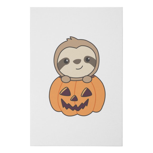 Fault In Pumpkin Sweet Sloths To Halloween Faux Canvas Print (Front)