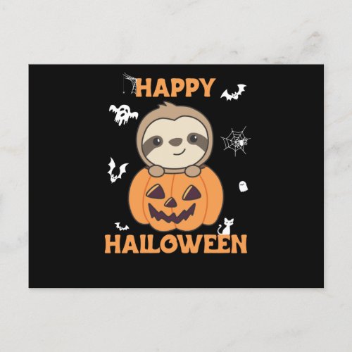 Fault In Pumpkin Sweet Sloths To Halloween Postcard