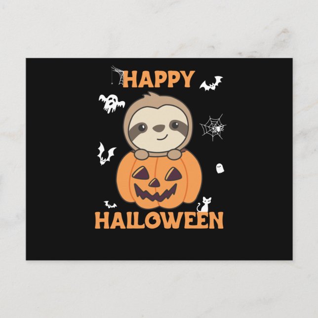 Fault In Pumpkin Sweet Sloths To Halloween Postcard (Front)
