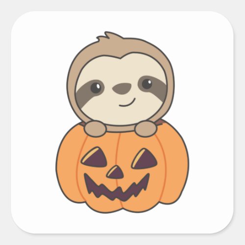 Fault In Pumpkin Sweet Sloths To Halloween Square Sticker