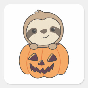 Fault In Pumpkin Sweet Sloths To Halloween Square Sticker