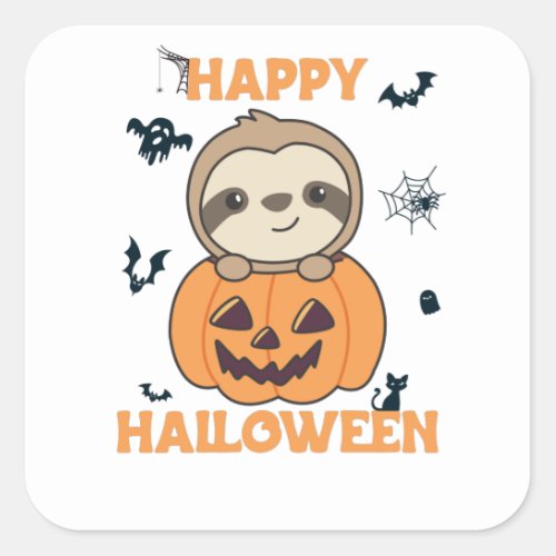 Fault In Pumpkin Sweet Sloths To Halloween Square Sticker