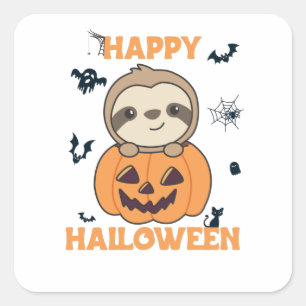 Fault In Pumpkin Sweet Sloths To Halloween Square Sticker