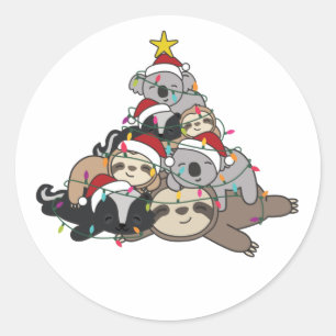 Fault Koala Skunk Christmas Tree Christmas Classic Round Sticker