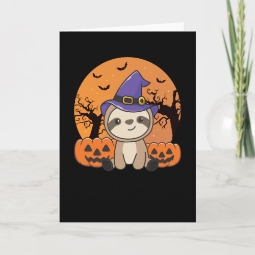 Fault Witch Pumpkin Sloths Happy Halloween Card
