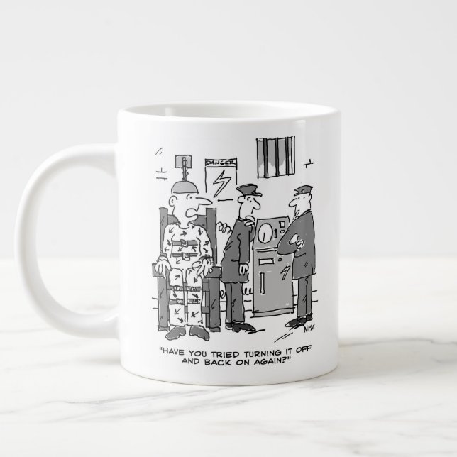 Faulty Electric Chair Cartoon - Funny Giant Coffee Mug (Left)